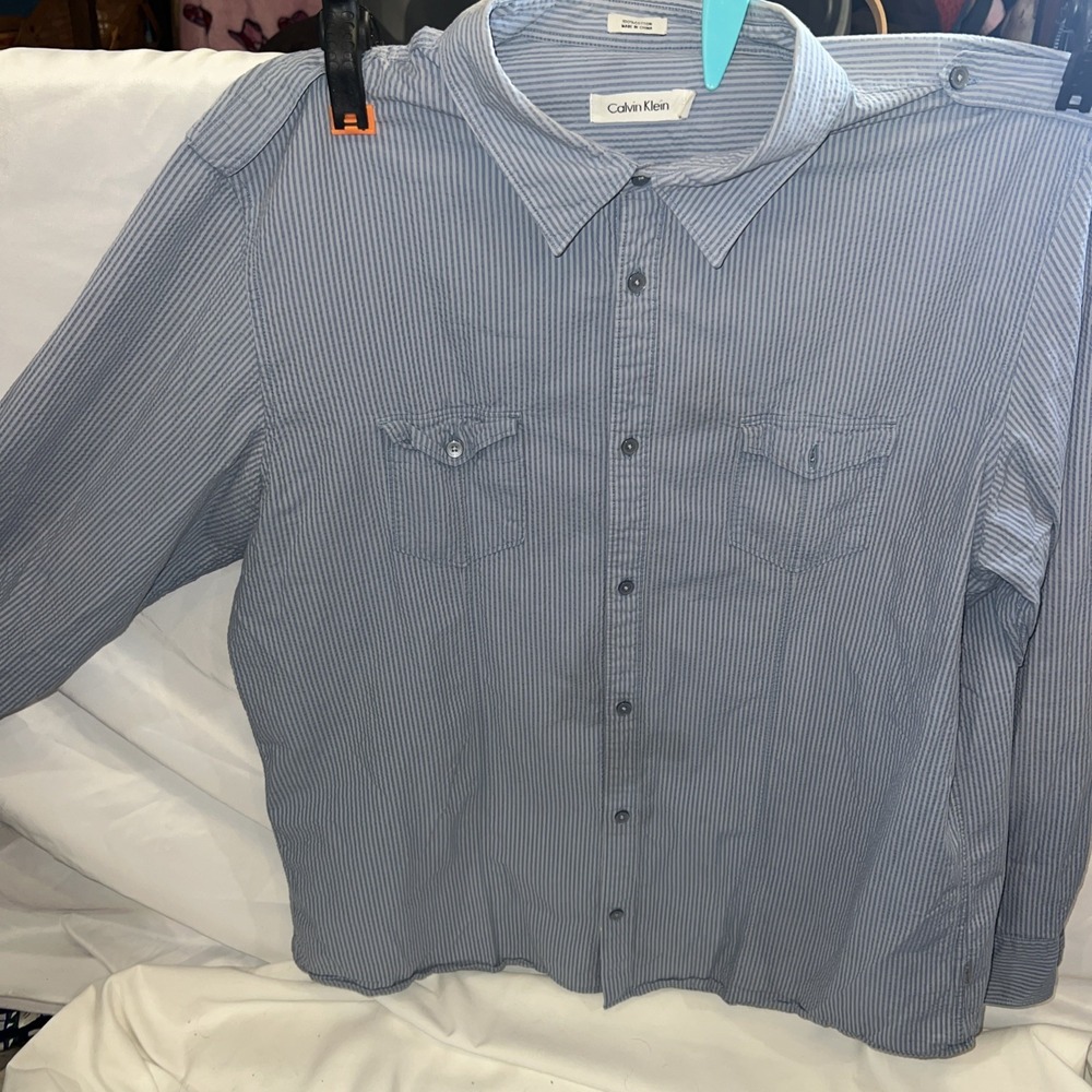 Calvin Klein‎ Shirt Mens xxlBlue Button Down Dress Shirt 98